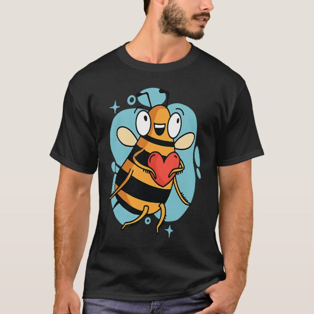Camiseta Cute Heart Bee Beekeeper Valentine's Day (Frente)