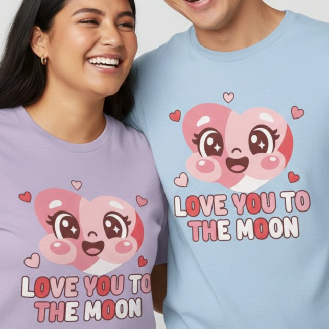 Camiseta Cute Heart Character Love You To The Moon (Criador carregado)