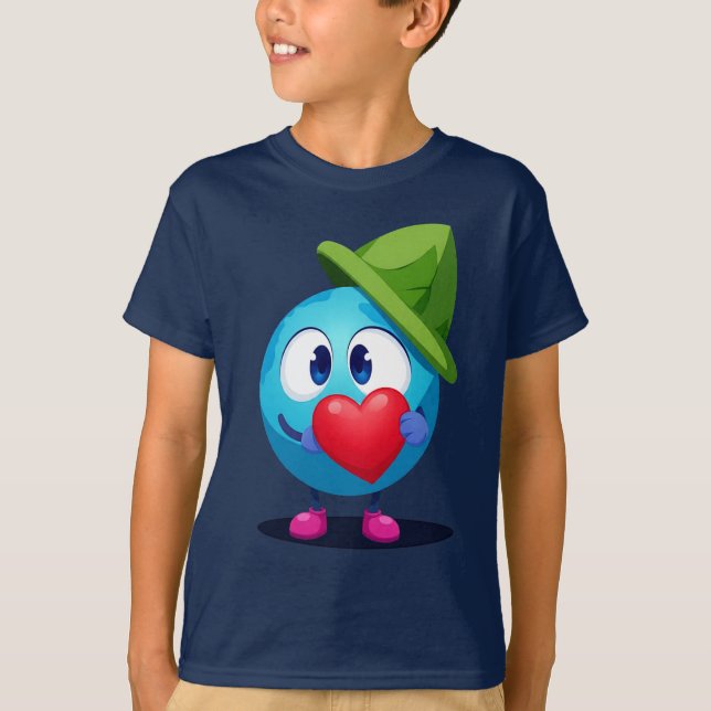 Camiseta Cute Heart Emoji Cartoon T-Shirt for Kids (Frente)