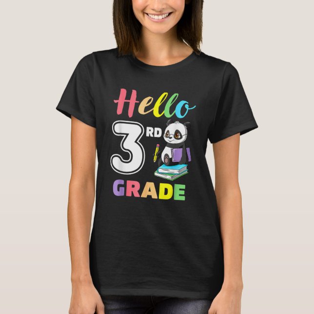 Camiseta Cute Heart Hello 3rd Grade First Day Back To Schoo (Frente)