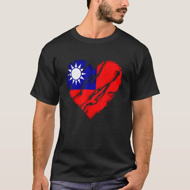 Camiseta Cute Heart Taiwan Flag I Love Taiwan (Frente)
