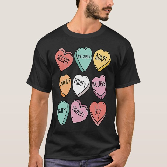 Camiseta Cute Heart Valentines Day Love Special Education T (Frente)