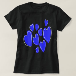 Camiseta Cute Hearts Hand Drawn Blue Romantic Doodle