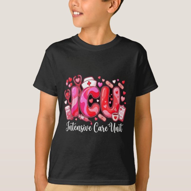 Camiseta Cute Hearts Icu Valentine Nurse Valentines Day Shi (Frente)