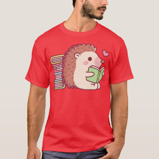 Camiseta Cute Hedgehog Lendo Um Livro