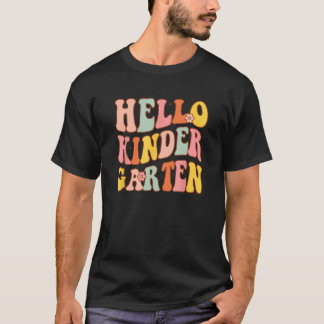 Camiseta Cute Hello Kindergarten Groovy First Day Of School