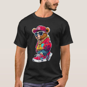 Camiseta Cute Hip Hop Teddy Bear Tshirt 90 vestuário de hip