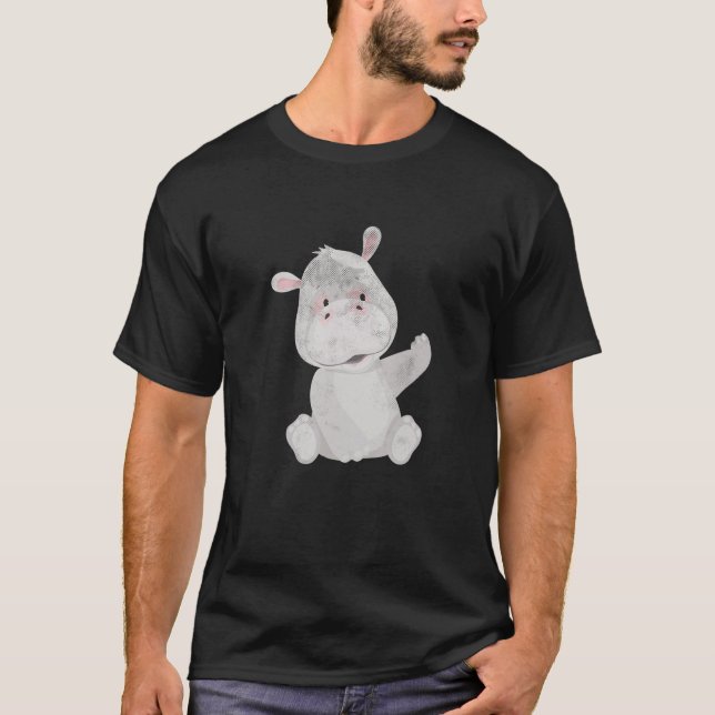 Camiseta Cute Hippopotamus Adorável Bebê Hippos Animal Hipp (Frente)