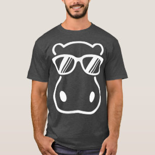 Camiseta Cute Hippopotamus Vestindo Óculos Solares Gráfico