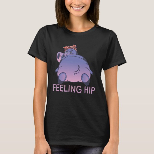 Camiseta Cute Hippopotamus With Ribbon Feeling Hip (Frente)