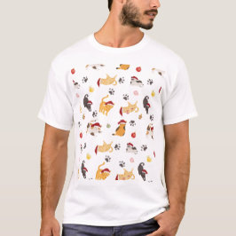 Camiseta Cute Holiday Cat Pattern