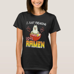 Camiseta Cute Humor de Lhama Eu Amo Delicioso Ramen Quente 