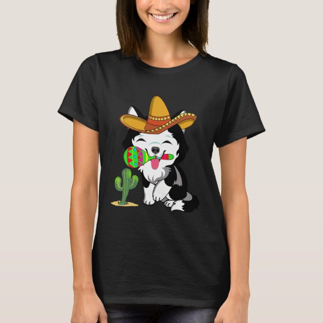 Camiseta Cute Husky Dog Cinco de Mayo 5th of May Celebratio (Frente)