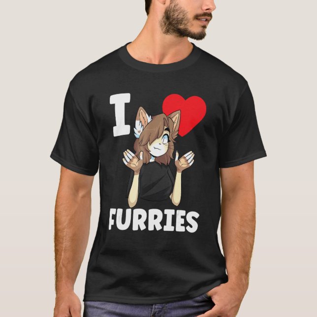 Camiseta Cute I Heart Furries Furry Fandom Love (Frente)