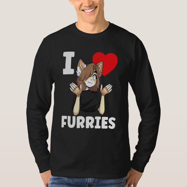 Camiseta Cute I Heart Furries Furry Fandom Love (Frente)