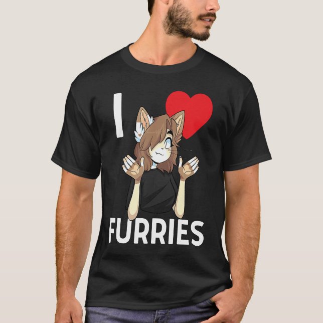 Camiseta Cute I Heart Furries Furry Fandom Love (Frente)