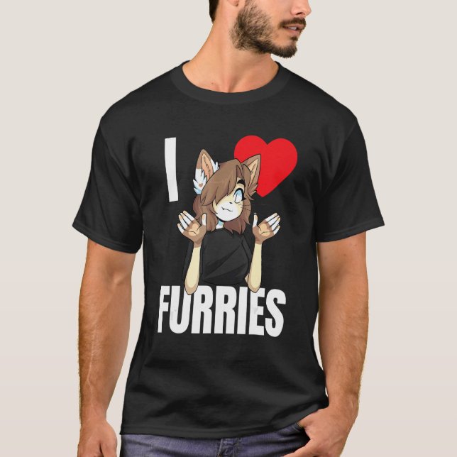 Camiseta Cute I Heart Furries Furry Fandom Love 1 (Frente)