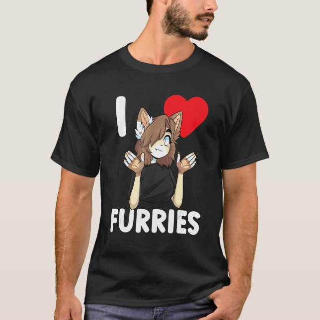 Camiseta Cute I Heart Furries Furry Fandom Love 2 (Frente)