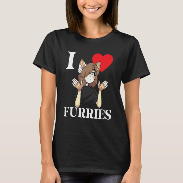 Camiseta Cute I Heart Furries Furry Fandom Love 4 (Frente)