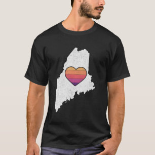 Camiseta Cute I Love Maine Retro Heart with State Outline