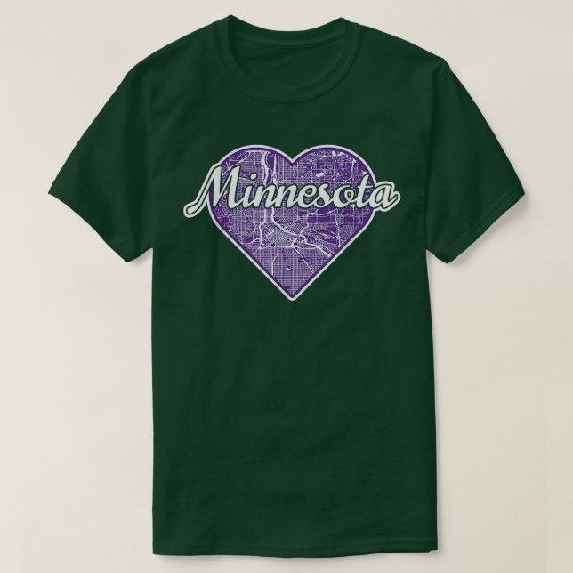Camiseta Cute I Love Minnesota Purple Street Map Heart (Frente do Design)