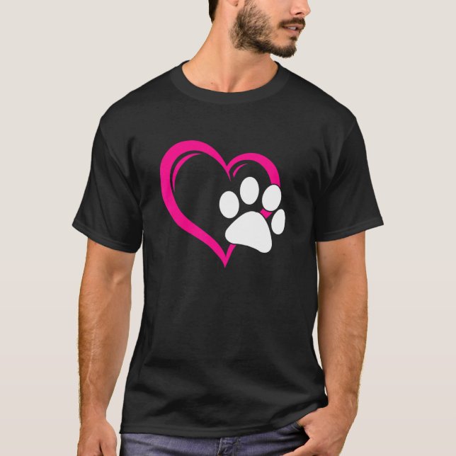 Camiseta Cute I Love My Dog Puppy Cat Paw Heart (Frente)
