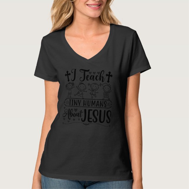 Camiseta cute i teach tiny humans about jesus vbs teacher g (Frente)