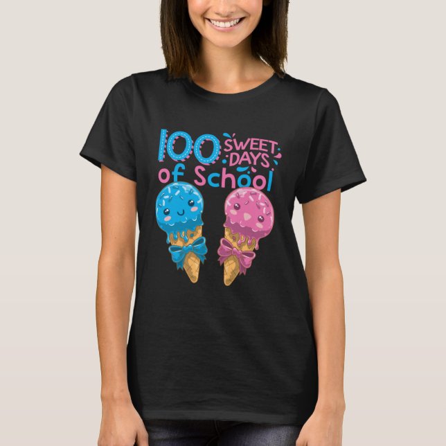 Camiseta Cute ice creams 100 sweet days from school girls (Frente)
