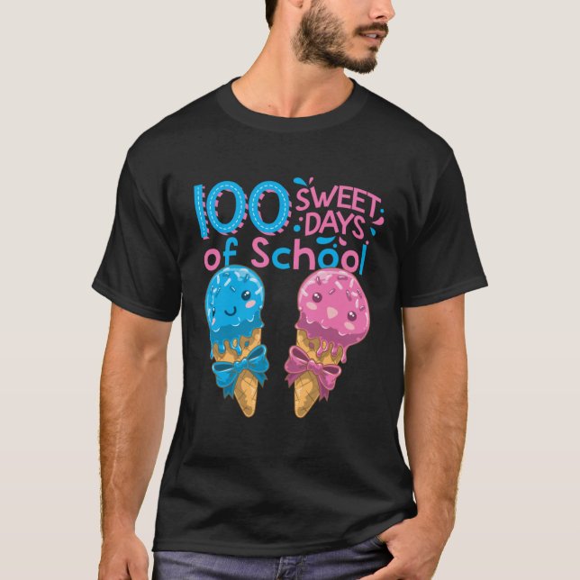 Camiseta Cute ice creams 100 sweet days from school girls (Frente)