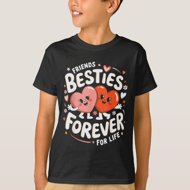 Camiseta Cute Ies Para Sempre Corações Amizade Garotas Dia  (Frente)