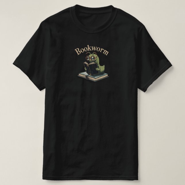 Camiseta Cute Inchworm Reading – Bicho de Livro (Frente do Design)