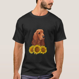 Camiseta Cute Irish Setter  Dog Flower Sunflower