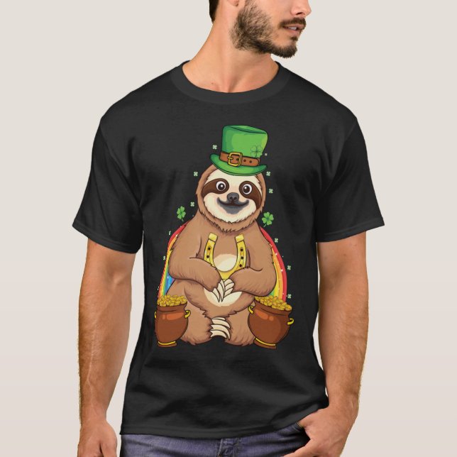 Camiseta Cute Irish sloth shamrock st Patrick's day sloth (Frente)