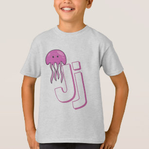 Camiseta Cute J For Jelly Fish - Crianças - Alfabeto ABCD