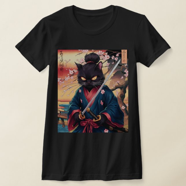 Camiseta Cute Japanese Samurai Cat  (Postura )