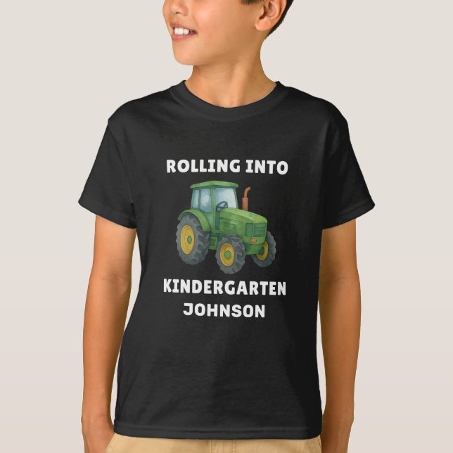 Camiseta Cute Jardim de Infância Trator Volta às Aulas  (Frente)