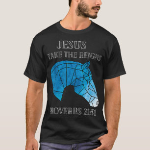 Camiseta Cute Jesus Take The Reins Stained Glass Horse 
