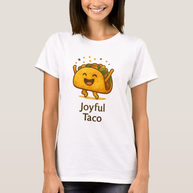 Camiseta Cute Joyful Taco Women's T-Shirt  Funny Fiesta Tee (Frente)