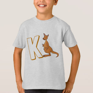 Camiseta Cute K para Kangaroo - Crianças - Alfabeto ABCD In