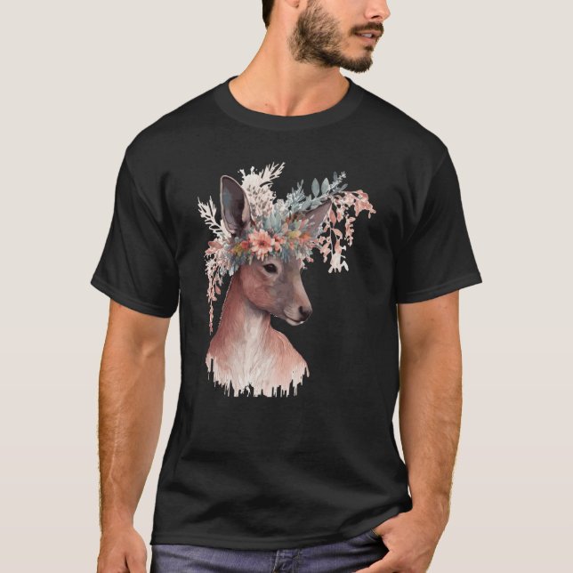 Camiseta Cute Kangaroo Flower Crown Floral Kangaroo (Frente)