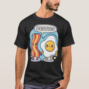 Camiseta Cute Kawai Bacon Ovo Café da Manhã Amigas Bff Amig