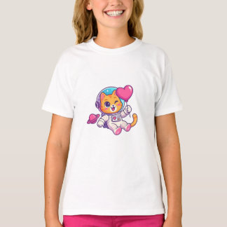 Camiseta Cute Kawaii Astronaut Cat Floating in Space