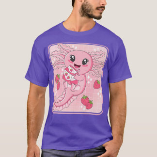Camiseta Cute Kawaii Axolotl Strawberry Milk Japonês