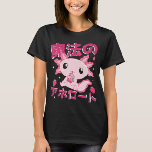 Camiseta Cute Kawaii Axolotl Strawberry Milk Shake Japonês