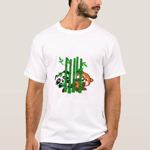 Camiseta Cute Kawaii Baby Panda E Red Panda Bamboo Peeka