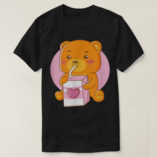 Camiseta Cute Kawaii Bear Adora Chá De Bolha (Frente do Design)