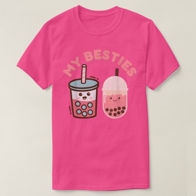 Camiseta Cute Kawaii Bestie Boba Beba Beba Dobra De Chá (Frente do Design)