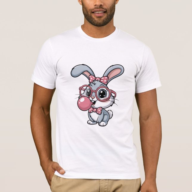 Camiseta Cute Kawaii Bunny with Glasses (Frente)