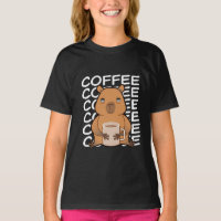 Cute Kawaii Capybara Bebendo Café