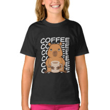 Cute Kawaii Capybara Bebendo Café